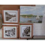 William Bruce - oil on canvas local seascape and three facsimile photographic prints of Brighton