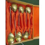 A set of six Russian? gilt metal teaspoons marked 875 (i.c)