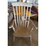 A slatback farmhouse chair