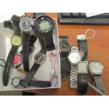 Various watches and a pair of binoculars
