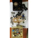 Various jewellery and a small leather jewellery box