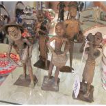 Five oriental metal figures