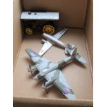 Two Die cast model aircraft Mosquito and Dakota and a traction engine