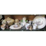 Various 19th Century and other decorative plates, four cups, jug (a/f), coronation mugs etc