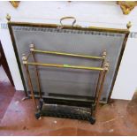 A brass firescreen and stick stand (s/a/f)