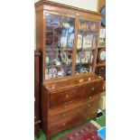 A Georgian mahogany secretaire bookcase three drawers under secretaire drawer, glazed doors above