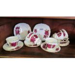 A Royal Vale bone china teaset rose deign