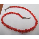 Coral necklace, earrings and watch strap
