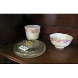 An oriental style tea bowl, Spode sucrier and inkwell