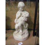 A Parian figure child and dog