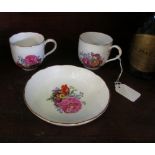 A Meissen saucer and two cups (1a/f) and another saucer