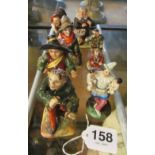 Five Capodimonte dwarf figures (slightly a/f) and three other small 19th Century figures