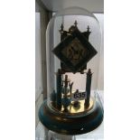 A three hundred and sixty-five day clock under dome turquoise decoration and wheel adjust