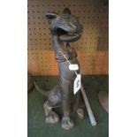 A tall metal cat nutcracker