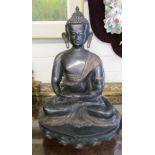 A large metal Buddha