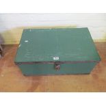 A green painted pine blanket box