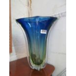 A large blue Venetian vase (chipped)