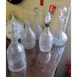 Five decanters one damaged