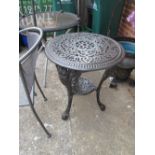 A black metal garden table