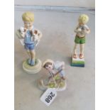 Three Royal Worcester figures Friday's Child 3261, Monday's Child 3519 and Saturday Boy