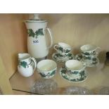 A Wedgwood Napoleon Ivy Green coffee set; Russell Hobbs electric coffee pot, milk jug, sugar bowl,