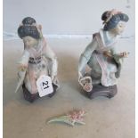 Two Lladro figures Japanese ladies (both a/f)