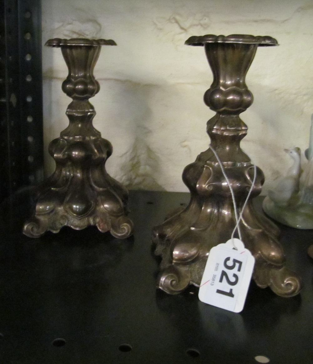 A pair dwarf plate candlesticks