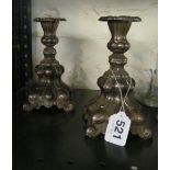 A pair dwarf plate candlesticks