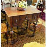 An oak lowboy with three drawers