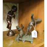 After Aug. Moreau a metal figure cherub and another group two children on raft