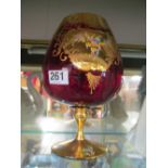 A Venetian gilt floral goblet glass