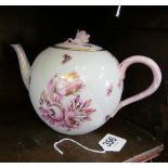 A Herend globular teapot pink and gilt design