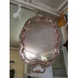 A large silver plated two handled tray