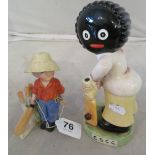A Carlton Ware Robertson Jam cricket figure, marked Trial 106/120 and a bisque figure boy with