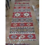 A symmetrical horizontal banded rug