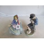 A Doulton & Co. figure Sweet Anne HN1318 (restored) and a Royal Copenhagen boy mending ropes (a/f)