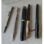 Three vintage pens and two pencils