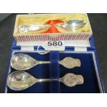 Two silver spoons (1981) one with Royal emblem, boxed and silver-plate Queens Coronation spoon,