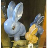 A large blue SylvaC rabbit and two others