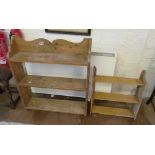 Two pine wall shelves