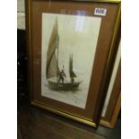 A. Godfrey - watercolour Thames Barge and another small fishing boat