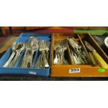 Two boxes silver-plated cutlery