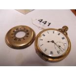 A gold plated Temeraire pocket watch (front cover detached and some wear)