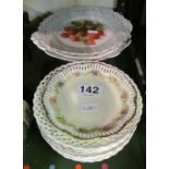 A French floral shaped edge dish and various ribbon plates