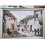 Two Aguila oils - street scene and harbour