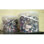 Three buckets of buttons