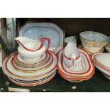 A part Copeland red and white dinner set and other china