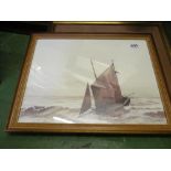 A. Godfrey - watercolour Top Sail Schooner and another Hastings Lugger