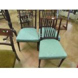 A set of three Sheraton style chairs (one a/f) and another 19th Century chair