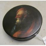 A 19th Century lacquer box painted portrait of a gentleman (slight chips)